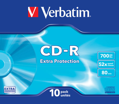 VERBATIM CD-R 52X, 700MB, 10 PACK SLIM CASE, EXTRA PROTECTION