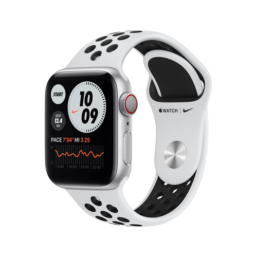 APPLE WATCH NIKE SERIES 6 GPS + CELLULAR, 40MM SILVER ALUMINIUM CASE WITH PURE PLATINUM/BLACK NIKE S