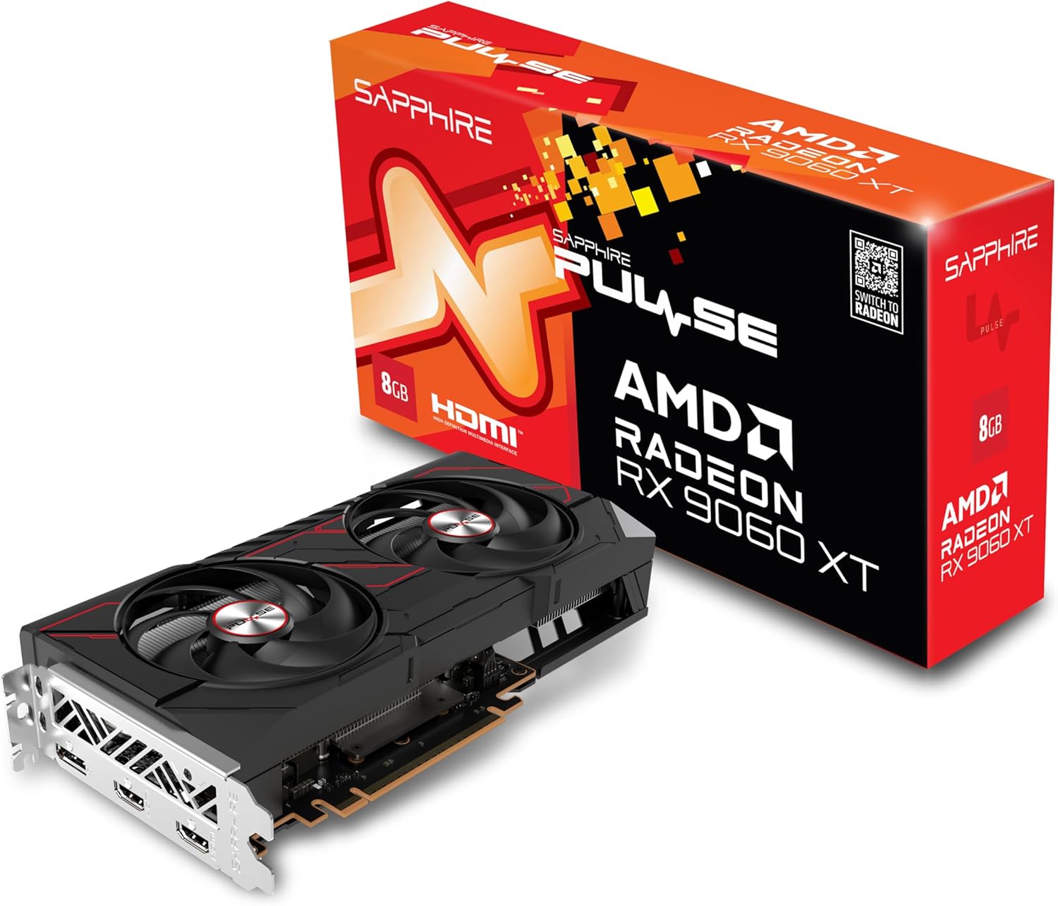 SAPPHIRE VGA RADEON RX 9060 XT, PULSE AMD RADEON RX 9060 XT GAMING OC, 8GB DUAL HDMI / DP LITE