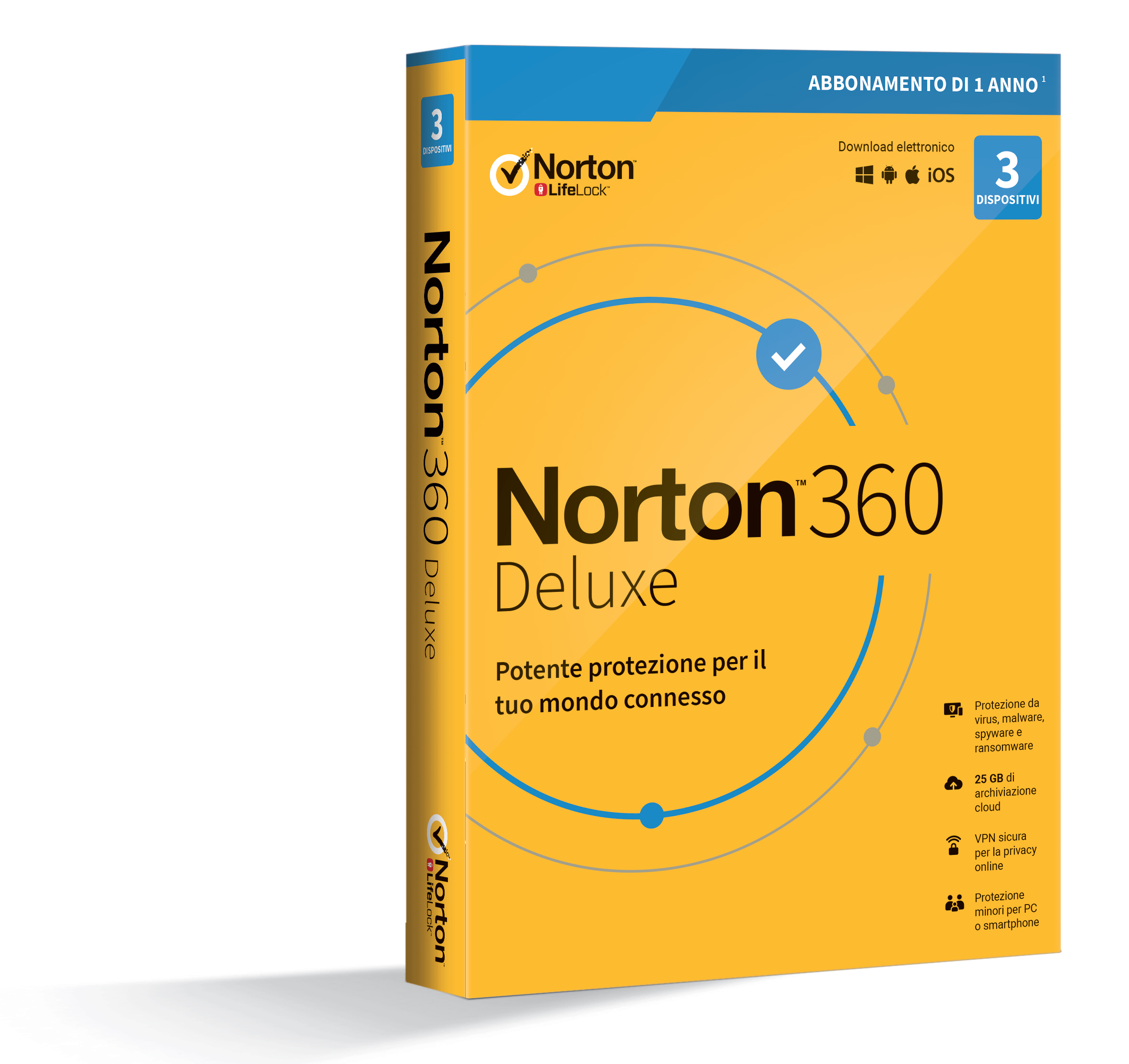 SYMANTEC NORTON 360 DELUXE 2020 3 DISPOSITIVI 12 MESI 25GB