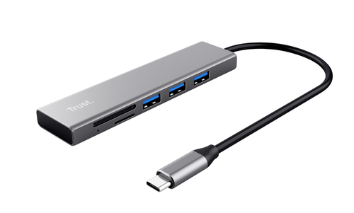 TRUST HALYX FAST HUB USB-C A USB 3.2 CON CARD READER MICROSD SD SDHC SDXC ALLUMINIO
