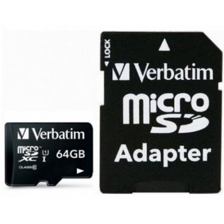 VERBATIM MICRO SD XC 64GB CLASSE 10 CON ADATTATORE SD