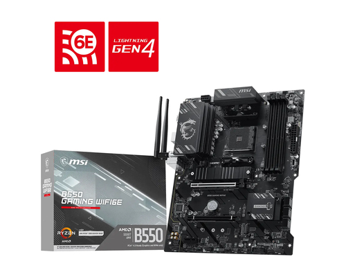 MSI  MB B550 GAMING WIFI6E, B550, AM4, 4DDR4, 2PCI-Ex16, 1PCI-Ex1, 2M.2, 6SATA3, 2USB10G,5U