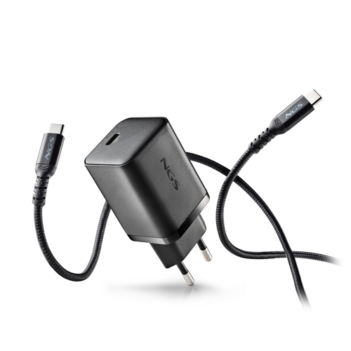 NGS BUD 65W-AC: Pack caricatore da parete USB-C con tecnologia GaN da 65W + cavo USB-C da 1,5 m + 4