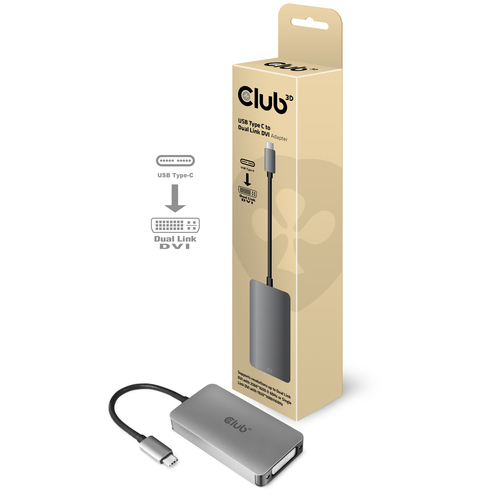 CLUB3D USB TYPE C TO DVI DUAL LINK SUPPORTS 4K30HZ RESOLUTIONS