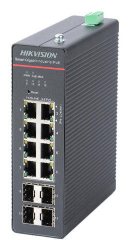 HIKVISION SWITCH INDUSTRIALE SMART MANAGED GIGABIT HI-POE 8 PORTS