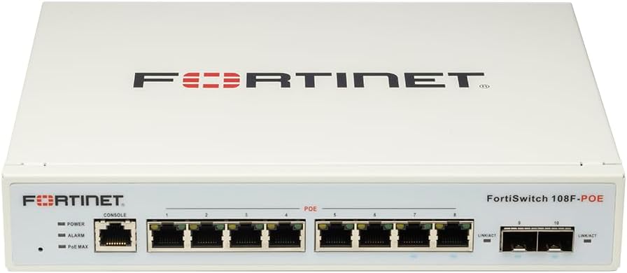 FORTISWITCH-108F-POE SWITCH L2+ MANAGEMENT CON 8 P. GE + 2 P. SFP POE POWER BUDGET 65W