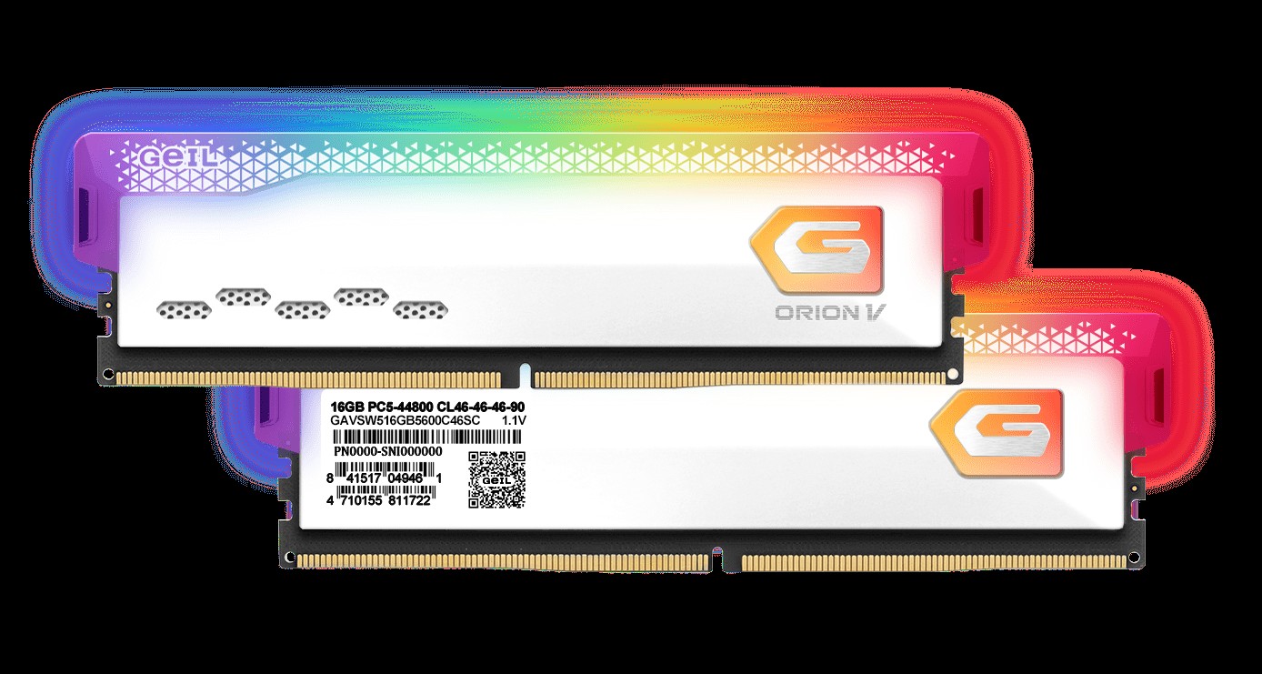 GEIL RAM 32GB(16GBX2) DIMM DDR5 PC5-41600 5200MHZ DDR5 ORION V RGB-GRAY - WHITE VERSION