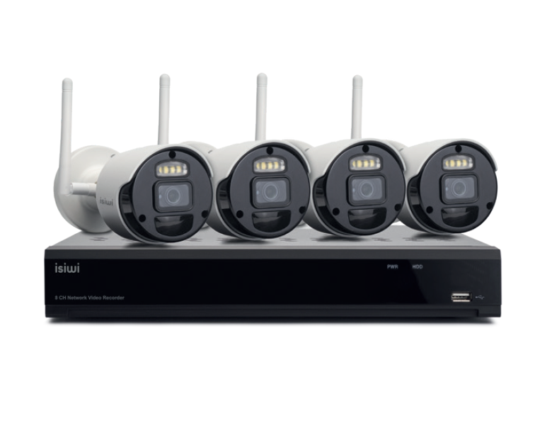 ISIWI KIT WIRELESS CONNECT4 ISW-K1N8BF2MP-4 NVR 8 CANALI + 4 TELECAMERE IP 1080P WIRELESS CON FUNZIONE PIR