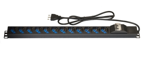 MULTIPRESA VERTICALE A 12 PORTE UNIVERSALI PER ARMADI RACK CON INTERRUTTORE MAGNETOTERMICO