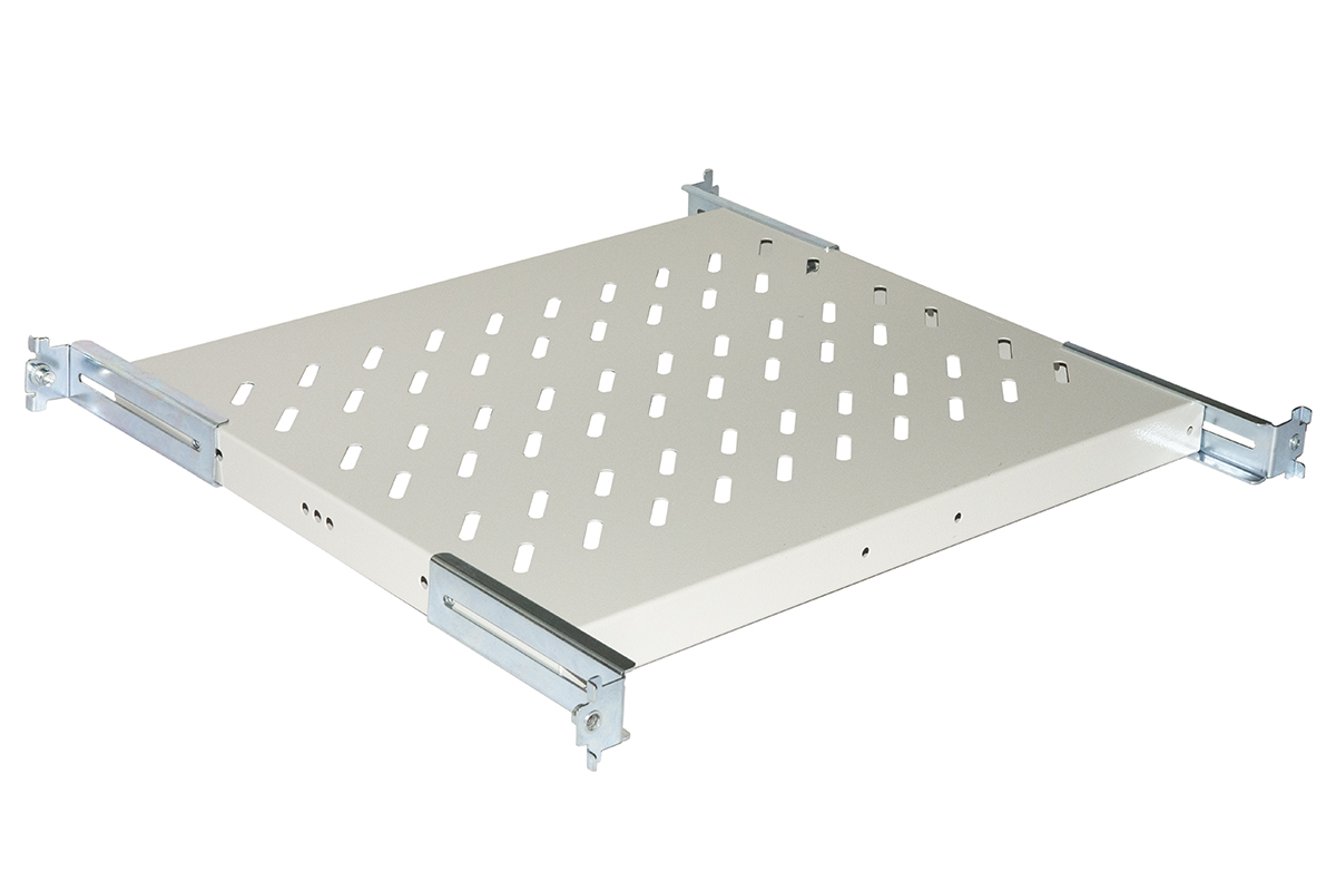 RIPIANO UNIVERSALE PER ARMADIO RACK 19 ESTRAIBILE SU BINARI TELESCOPICI 1 UNITA GRIGIO 370 MM.