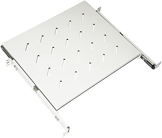 RIPIANO UNIVERSALE PER ARMADIO RACK 19 ESTRAIBILE SU BINARI TELESCOPICI 1 UNITA GRIGIO 570 MM.
