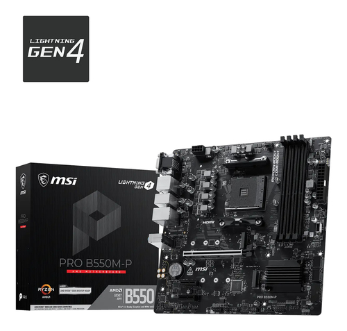 MSI MB PRO B550M-P,B550,AM4,4DDR4,1PCI-Ex16,2PCI-Ex1, 2M.2,4SATA3,7USB3.2 Gen1,6USB2.0,HD