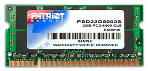 PATRIOT RAM SODIMM 2GB DDR2 800MHZ CL6 NON ECC