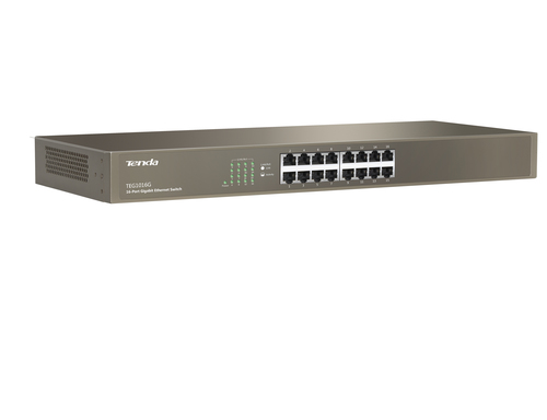 TENDA SWITCH 16 PORTE LAN GIGABIT, IEEE 802.3/U/X/AB, SWITCHING 32GBPS, PROTEZIONE FULMINI 6KV