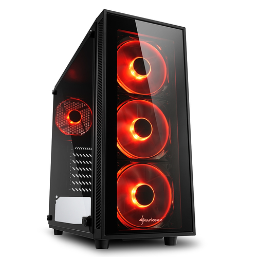 SHARKOON CASE TG4 RED, RED, ATX, 2XUSB3, 6 SLOTS, 3X120 LED FRONT 1X120 REAR, WINDOW VETRO TEMPERATO, RED